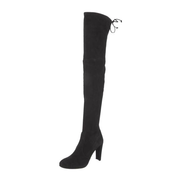 Stuart Weitzman Highland Black Suede Over The Knee Thigh Heels Boots 10 - Picture 3 of 7